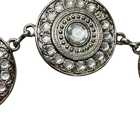 Silver Medallion Crystal Adorned Chain Belt For Women Boho, Western, Cowgirl - Picture 11 of 15
